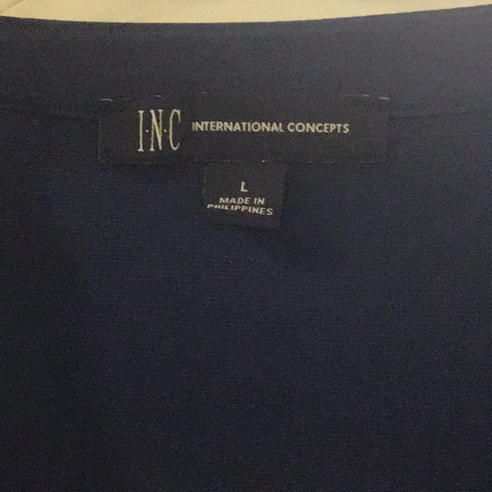 NWT I.N.C. Indigo/Navy Blue Women's Blouse with Zipper Details Size L - Picture 3 of 10